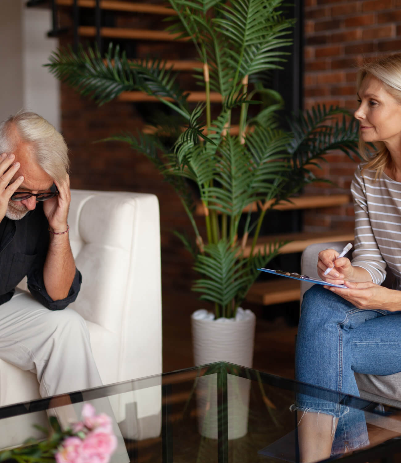 two senior sitting