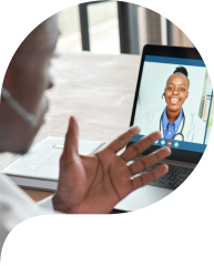 Multicultural doctors team conferencing in video call chat discussing health care learning online during web seminar